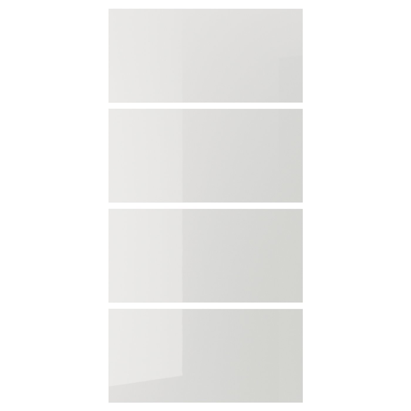 HOKKSUND 4 panels for sliding door frame - high-gloss light grey 100x201 cm