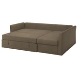 HOLMSUND sofa in brown, convertible to bed with storage.