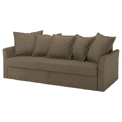 HOLMSUND sofa in brown, featuring plush cushions, neutral tone, rectangular shape, and upholstered design.