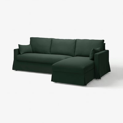 HYLTARP 3-seat sofa w chaise longue, right, Tallmyra dark green