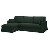 HYLTARP: dark green, l-shaped sofa, modern design, durable chenille fabric.