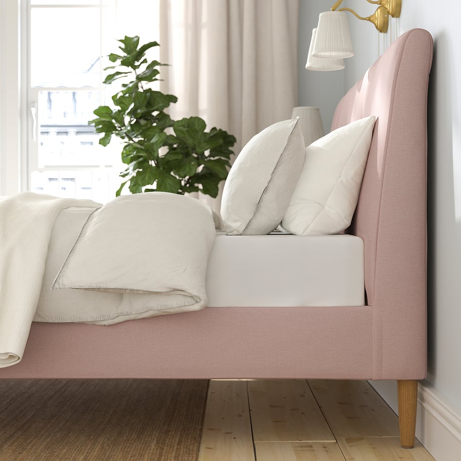 IDANÄS upholstered bed frame, Gunnared pale pink, Standard King - IKEA ...