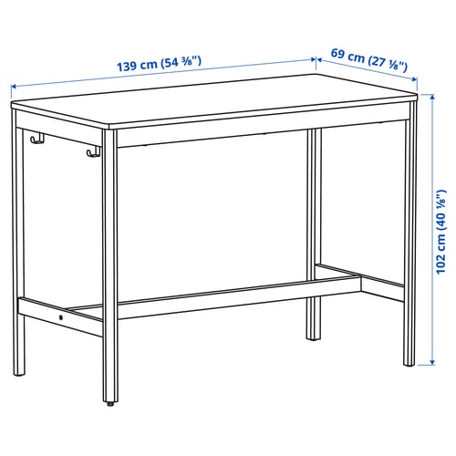 Illustration with measurements for the product: IDÅSEN.
