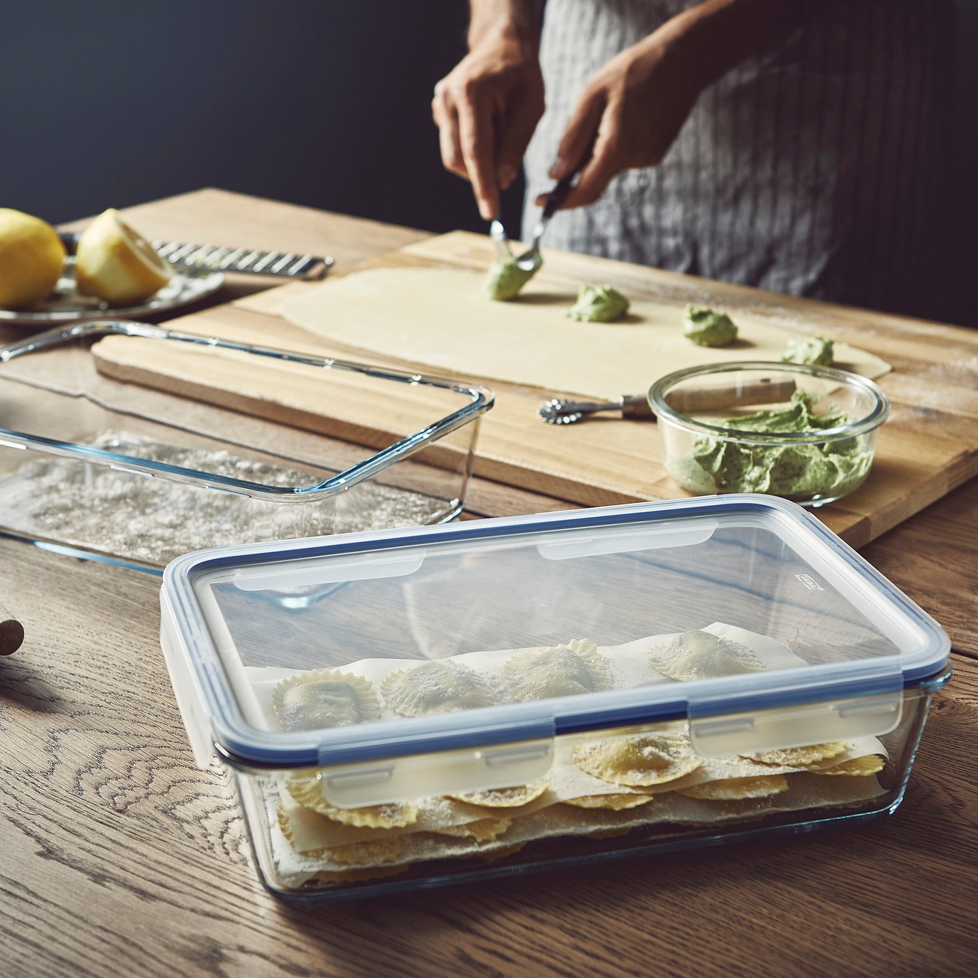 IKEA 365+ food container with lid, rectangular/glass plastic,