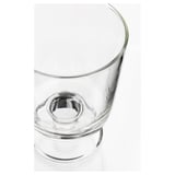 Clear glassware, smooth edges, elegant design, high-quality glass, sturdy base.