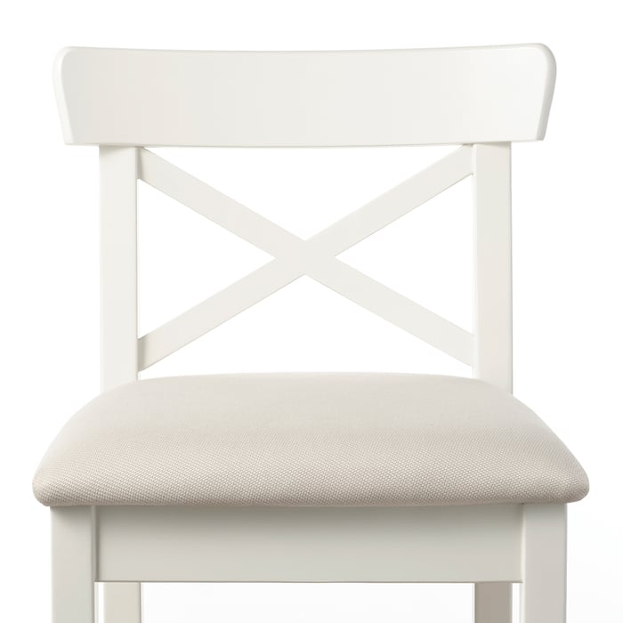 INGOLF bar stool with backrest, white/Hallarp beige, 75 cm IKEA Ireland