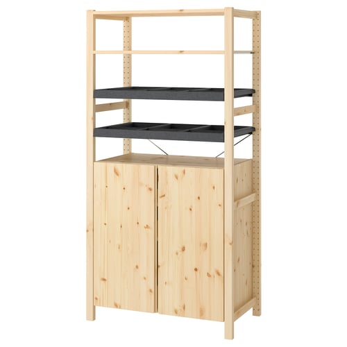 IVAR 1 section/shelves/cabinet, pine/felt, 89x50x179 cm