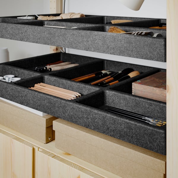 IVAR 1 section/shelves/cabinet, pine/felt, 89x50x179 cm