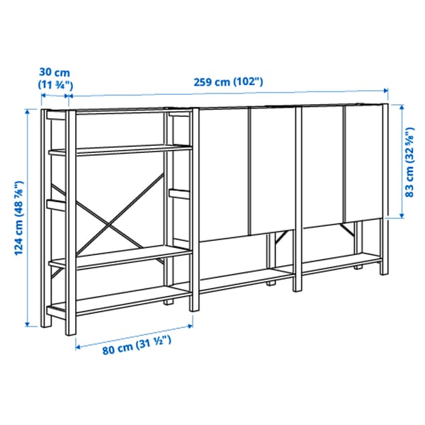 Illustration with measurements for the product: IVAR.