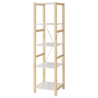 IVAR bookshelf, light wood, 5 shelves, rectangular, simple design.