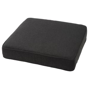 Black outdoor square seat cushion, recycled fabric, padded, anti-slip.
