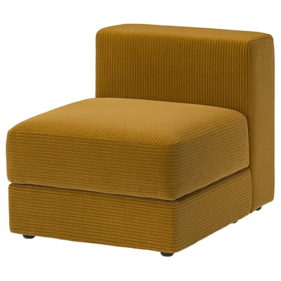 JÄTTEBO golden mustard sofa module. Rectangular shape, textured yellowish cover, cushion seating, 10-year warranty.
