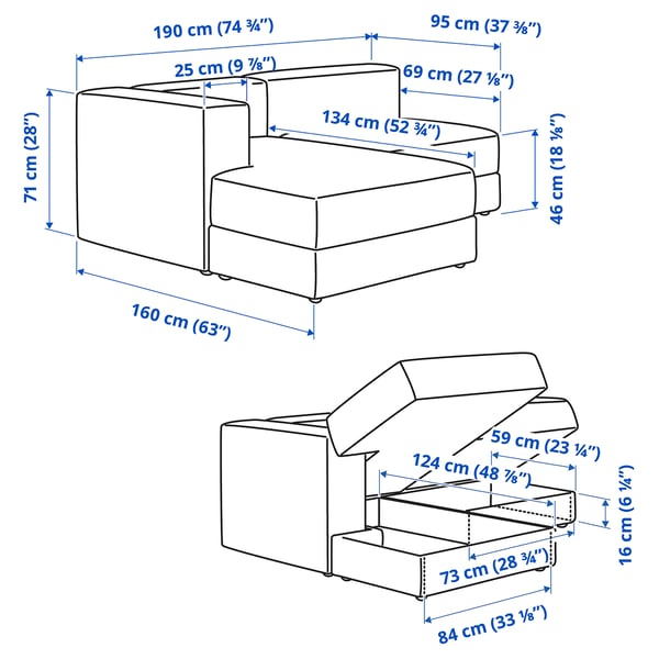 Illustration with measurements for the product: JÄTTEBO.