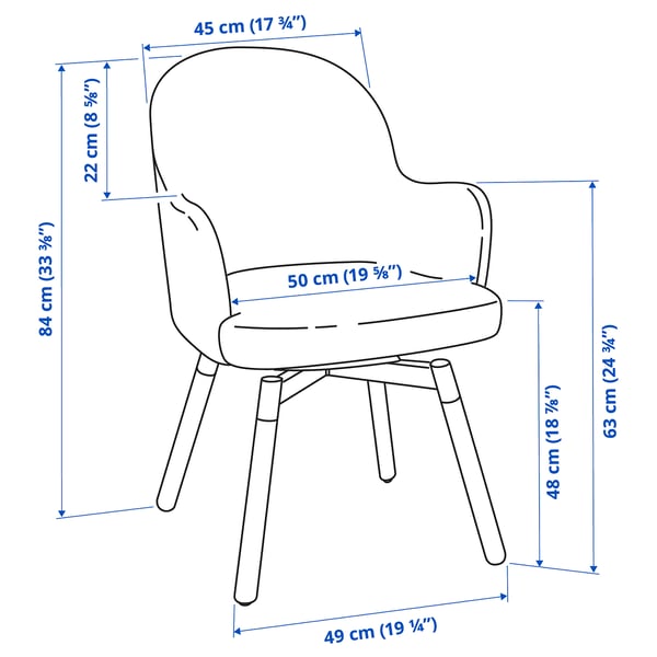 Illustration with measurements for the product: JANOLOF.