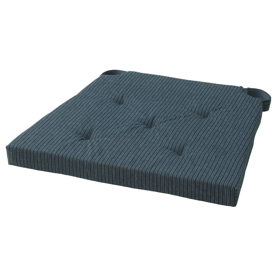 JUSTINA Chair pad, dark blue/striped, 42/35x40x4 cm IKEA Ireland