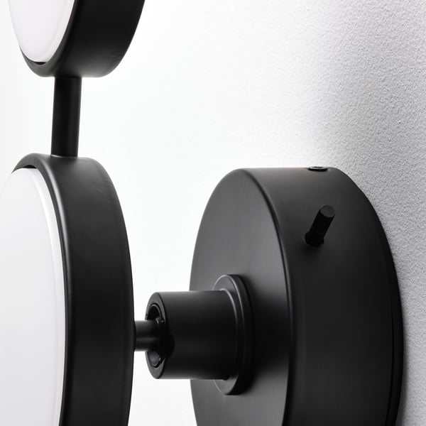 Modern black art deco wall lamp with dimmable led bulb.