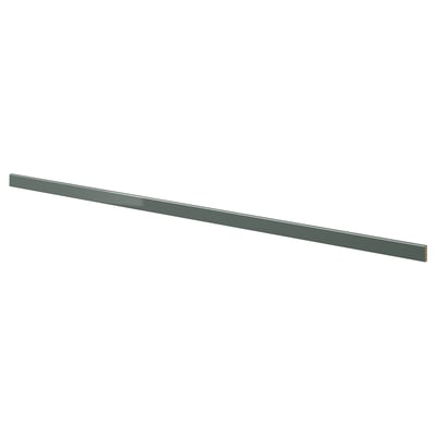Gray-green KALLARP cable cover, sleek, hides cords under cabinets.