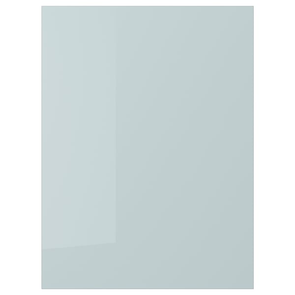 KALLARP high-gloss grey-blue kitchen cabinet, sleek modern design, recycled plastic foil.