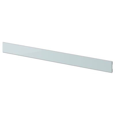 KALLARP high-gloss grey-blue plastic plinth, sleek, rectangular, modern.