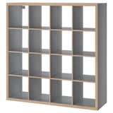 KALLAX grey shelves, open storage cubes, fiberboard/particleboard, functional & versatile