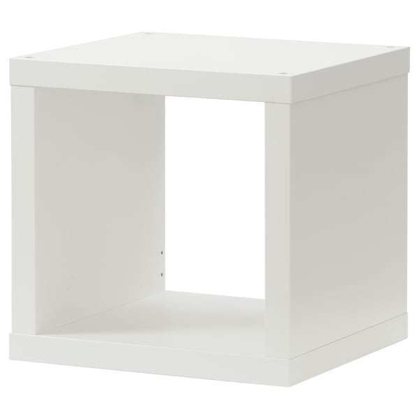 White KALLAX cube storage unit with open center.