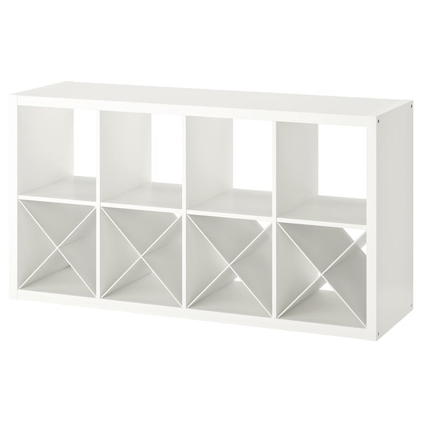 White KALLAX cube storage shelf, modern minimalist design.