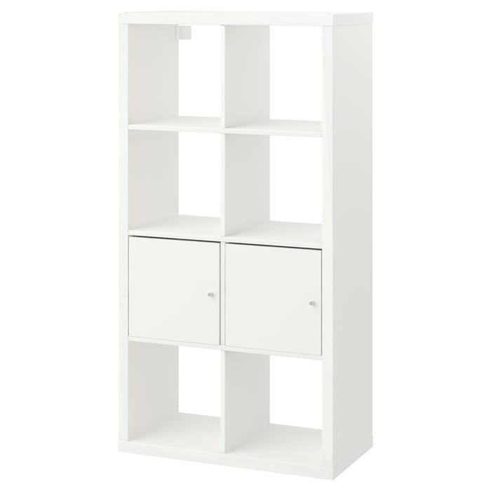 KALLAX cube storage unit with doors, white, 77x147 cm - IKEA Ireland