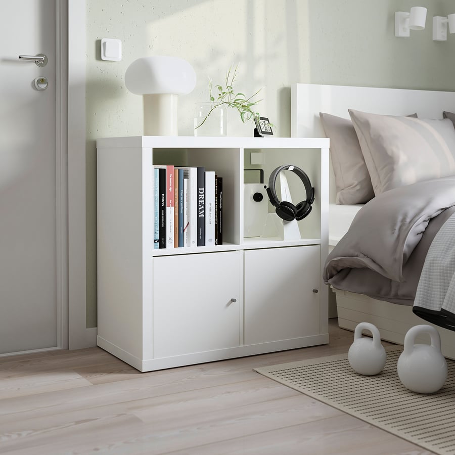 77x77 KALLAX cube storage unit with doors, white, 77x77 cm - IKEA Ireland