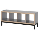 KALLAX grey shelving unit, modern design, wood & steel, rectangular & airy.