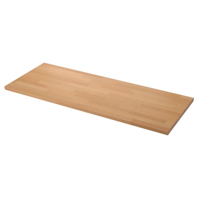 KARLBY wood worktop, light brown, rectangular, smooth surface, beech veneer, single thick slab design.
