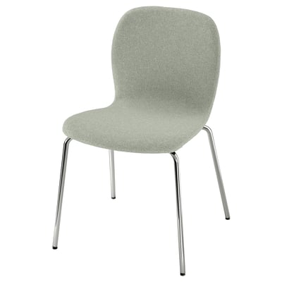 KARLPETTER chair, light grey seat, chrome legs, minimalist design.