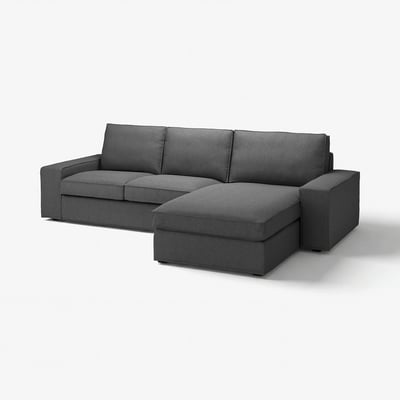 KIVIK 3-seat sofa with chaise longue, Tallmyra medium grey