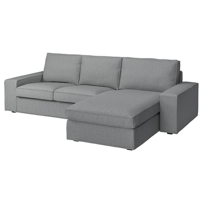 KIVIK gray sectional sofa with l-shaped chaise, modern design, soft fabric, comfortable cushions.