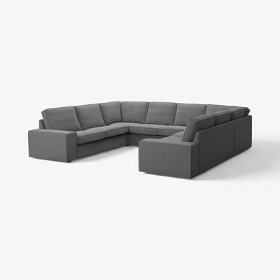KIVIK U-shaped sofa, 6 seat, Tallmyra medium grey