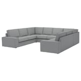Gray KIVIK sectional sofa, modern design, soft fabric, large u-shape, comfy seats.