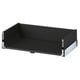 Option: KNIVSHULT drawer, black, metal & particleboard, rectangular, smooth finish, sleek design.
