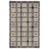 KNYLHAVREN rug: grey, wool, grid pattern, handwoven, modern with traditional accents.