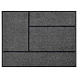 A KÖGE doormat, gray, rectangular, with a grid design, made of recycled polyester and nylon, featuring a non-slip rubber back.