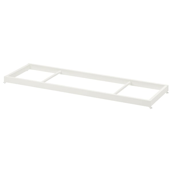 A white KOMPLEMENT clothes rail. Its rectangular, with a simple metal design, perfect for hanging clothes.