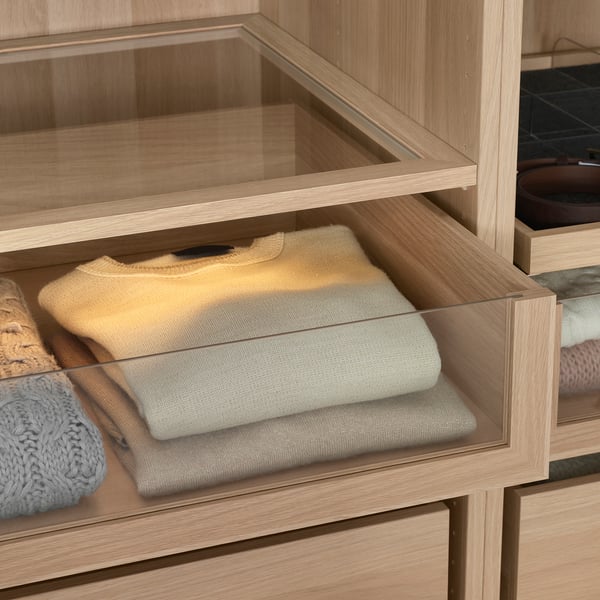 Wardrobe drawer with folded clothes, quality, soft-close.