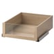 KOMPLEMENT drawer, light brown, wood & glass front, square shape, soft-close mechanism.