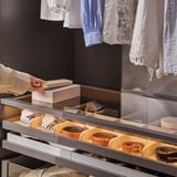 KOMPLEMENT Glass shelf, dark grey, 100x58 cm