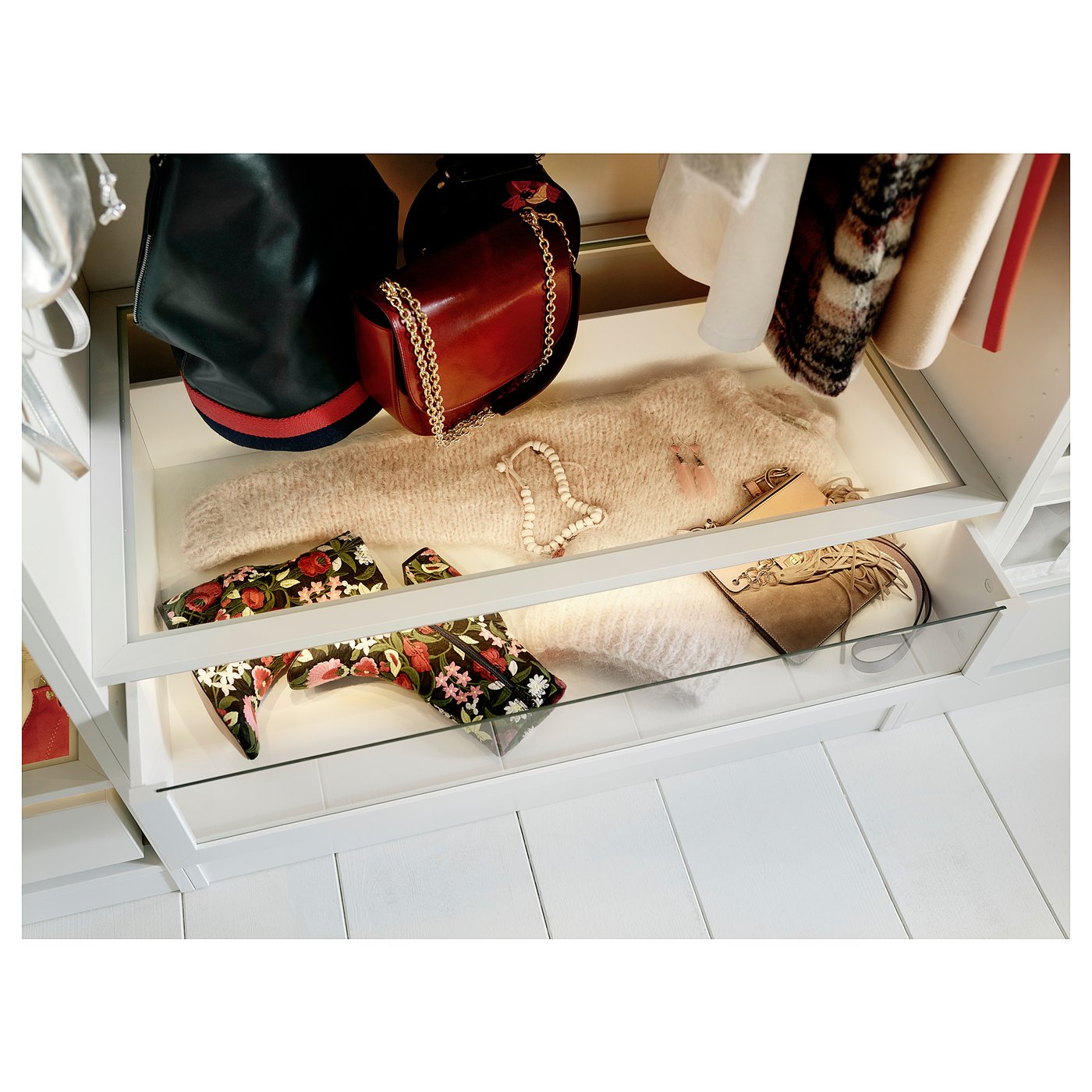 KOMPLEMENT Glass shelf, white, 100x58 cm IKEA