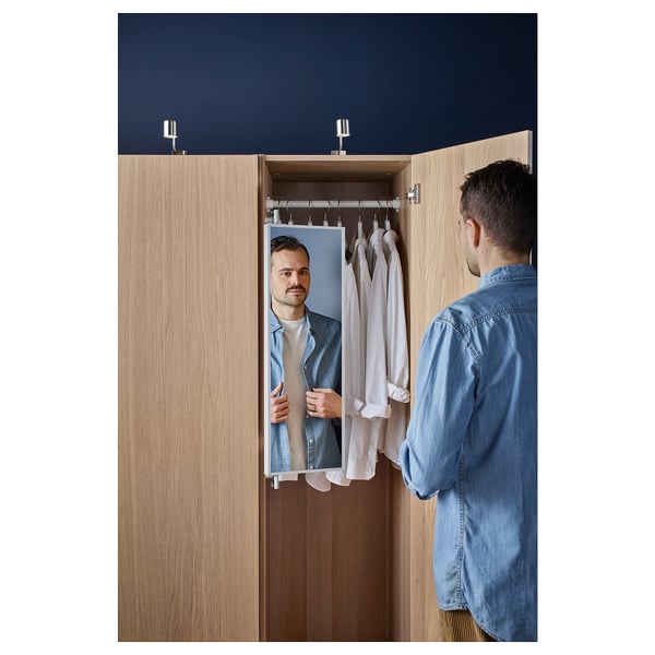 Komplement Pull Out Mirror With Hooks White 25x4x75 Cm Ikea