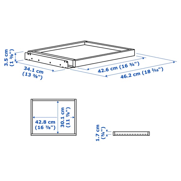 Illustration with measurements for the product: KOMPLEMENT.