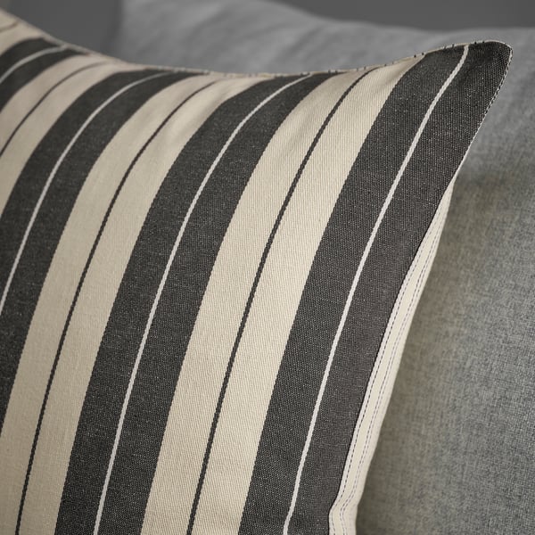 KORALLBUSKE Cushion cover, light beige/anthracite, 50x50 cm