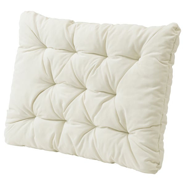KUDDARNA cream outdoor back cushion - soft, rectangular, tufted, recycled materials.