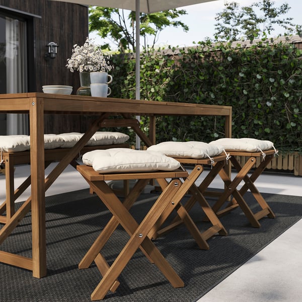 KUDDARNA Chair cushion, outdoor, light grey-beige, 36x32 cm