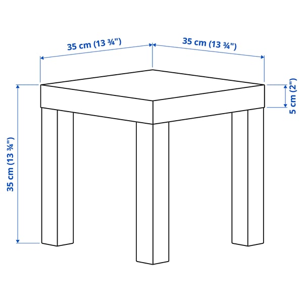 Illustration with measurements for the product: LACK.