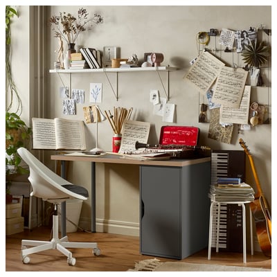 LAGKAPTEN / ALEX Desk, grey/wood effect, 120x60 cm